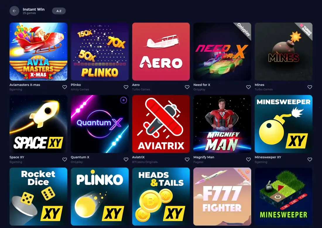 Betsixty casino overzicht met instant win spellen en speellimieten