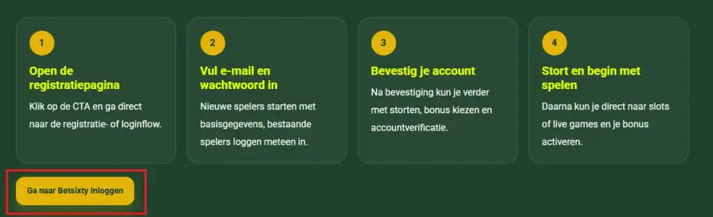betsixty casino registratie tutorial